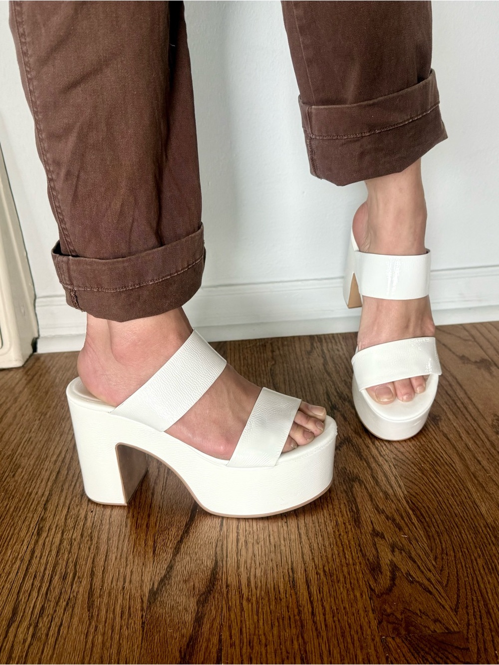 Jeffrey Campbell White Double-Band Platform Sandals - Picture 6 of 6
